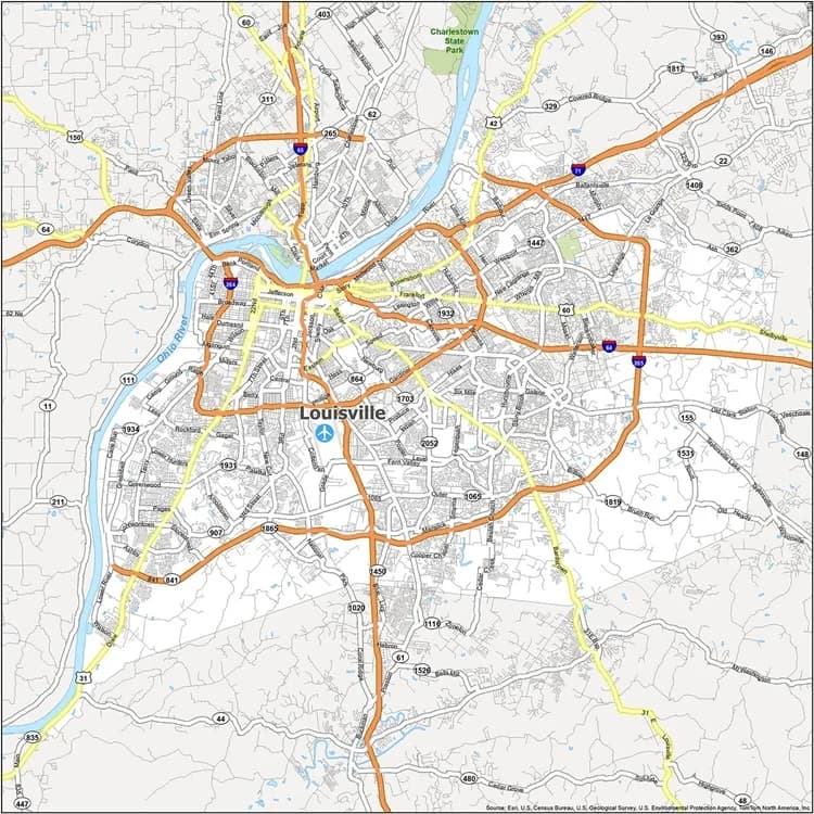 Map of Louisville, KY