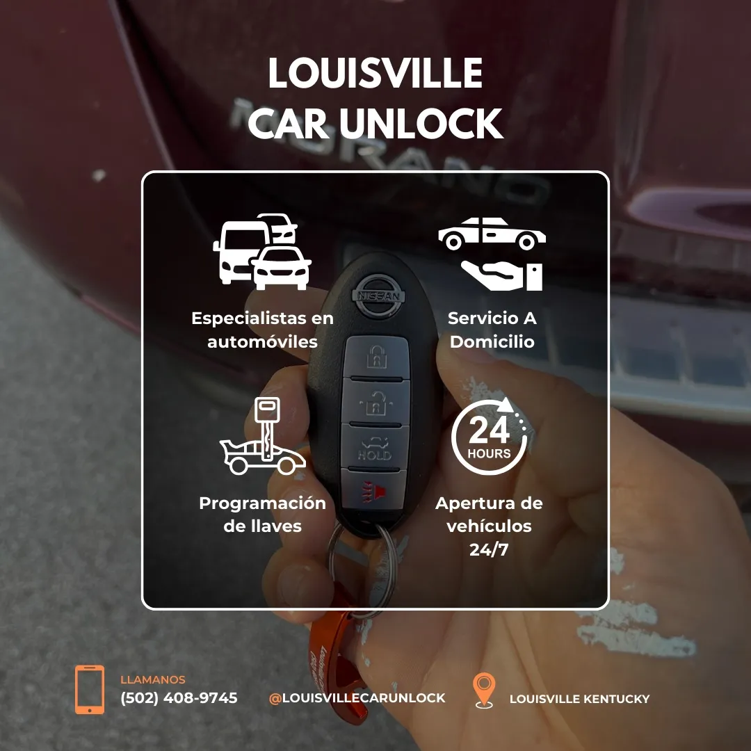 Servicio de cerrajería móvil de Louisville Car Unlock con especialistas en automóviles y programación de llaves, disponible 24/7.