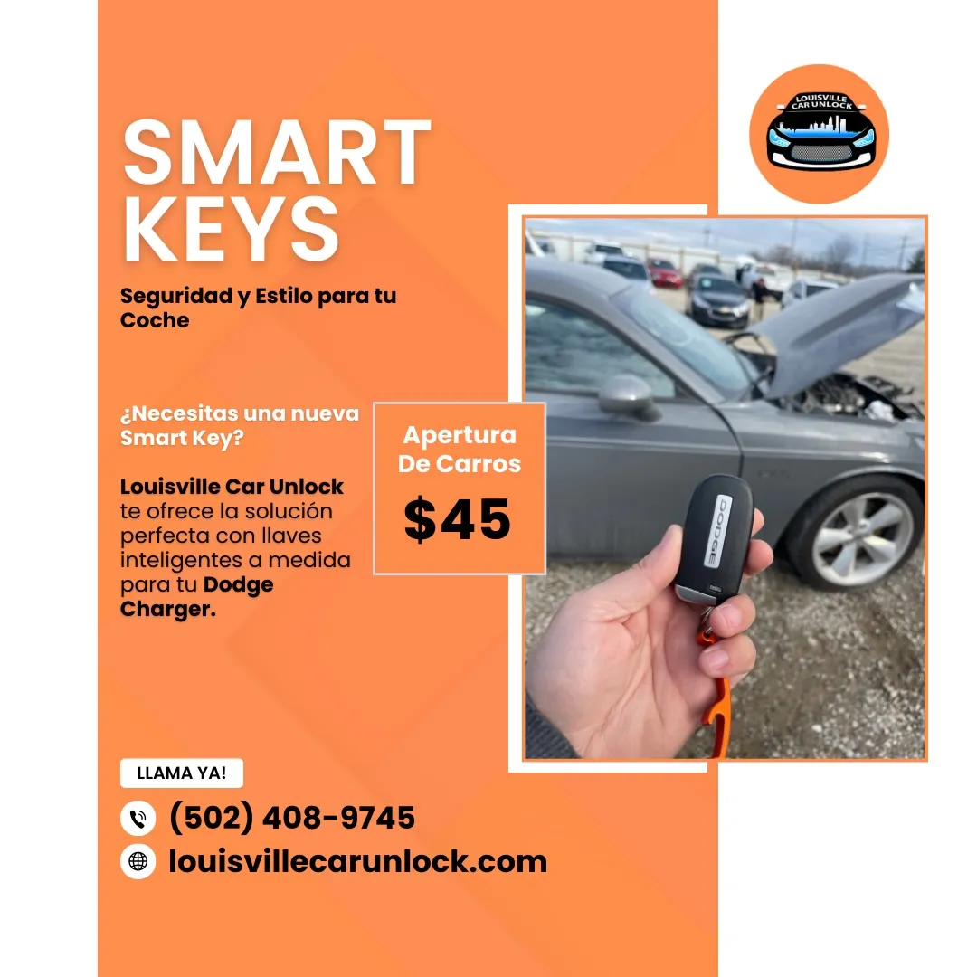 Llave inteligente de Dodge Charger y oferta de servicio de cerrajería de Louisville Car Unlock.