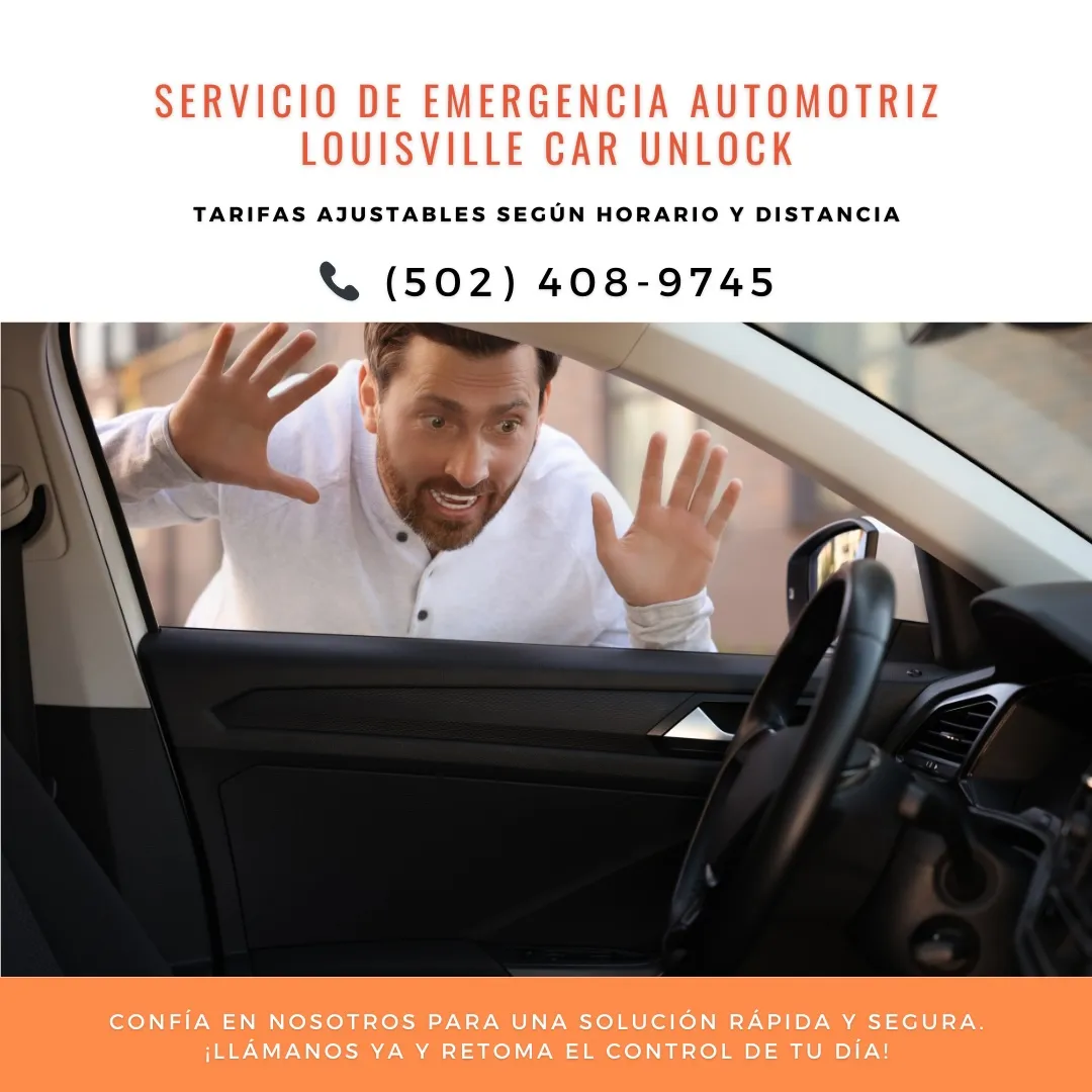 Hombre sorprendido al quedar fuera de su coche, con el servicio de emergencia de cerrajería de Louisville Car Unlock listo para ayudar.